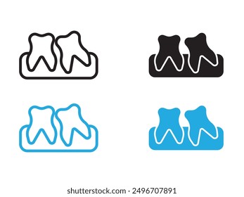 Crooked teeth icon black and white vector outline sign