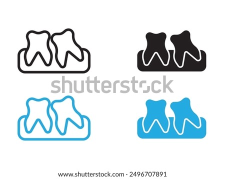 Crooked teeth icon black and white vector outline sign