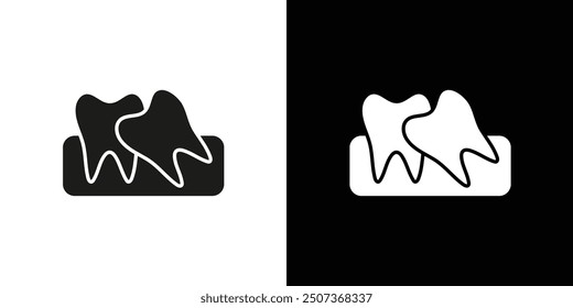 Crooked teeth icon flat line symbol set.