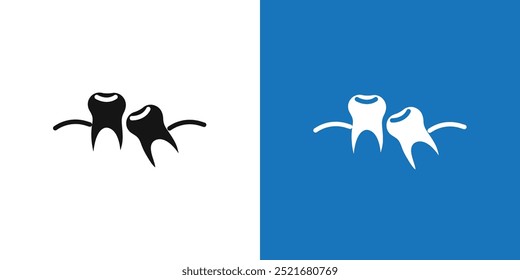 Crooked teeth icon Flat vector set outline