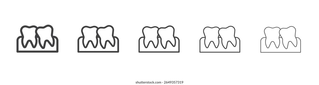 Crooked teeth icon Line graphics illustration symbol
