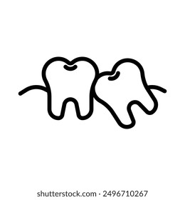 Crooked teeth icon linear logo mark in black and white