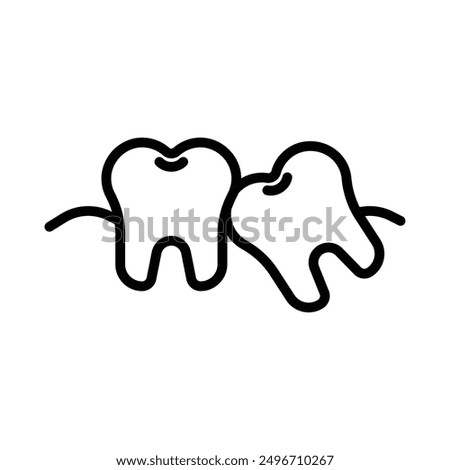 Crooked teeth icon linear logo mark in black and white