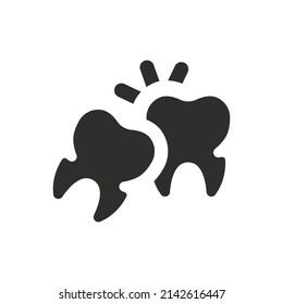 Crooked teeth icon on white background