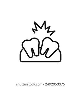 Crooked teeth icon outline collection in black and on white background