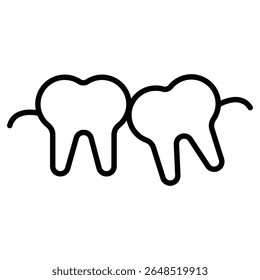 Dentes tortos ícone Contorno isolado logotipo marca