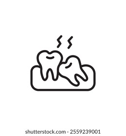 Crooked teeth icon Outline vector for web ui