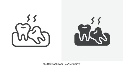 Crooked teeth icon Outline vector sign