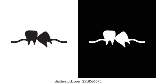 Crooked teeth icon Vector flat thin line illustration