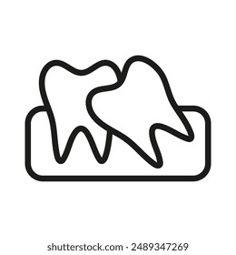 Crooked teeth icon Vector symbol or sign set collection in black and white outline