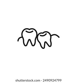 Logo de dientes torcidos con contorno de Vector