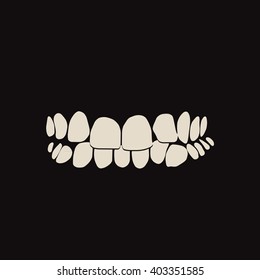 Crooked Teeth Smile On A Black Background.