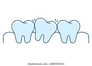 Crooked tooth line icon vector isolated. Concept of dentistry and oral health. Orthodontic problem.