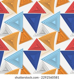 crooked triangular  repeating color ornament, seamless pattern