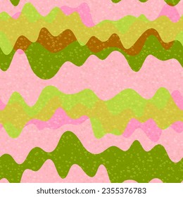 Crooked wave fluid vector seamless pattern. Striped curve line texture. Horizontal curly geometry wrapping. Wallpaper ornament design. Wave flow splash fluid shapes background.
