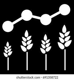 Crop Analytics vector icon. Flat white symbol. Pictogram is isolated on a black background. Designed for web and software interfaces.