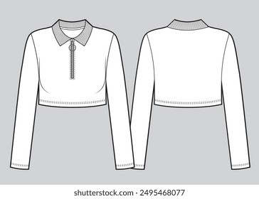 Crop basic long sleeve with the zipper clasp.