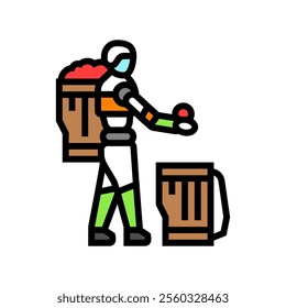 crop baskets robot harvests color icon vector. crop baskets robot harvests sign. isolated symbol illustration
