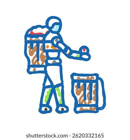 crop baskets robot harvests doodle icon sketch vector. crop baskets robot harvests sign. isolated symbol illustration