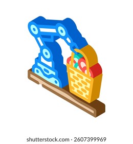 crop baskets robot harvests isometric icon vector. crop baskets robot harvests sign. isolated symbol illustration