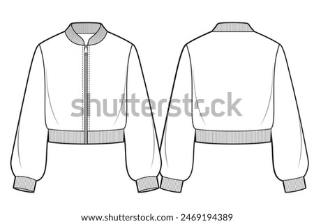 Crop bomber jacket, casual clothing.