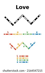 Crop circle symbol, with binary letters for the word Love. The word Love represented in ASCII binary code, modeled on a corn circle pattern, found at Owl House near Hackpen Hill, Wiltshire, June 2022.