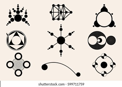 crop circles, crop circles  icons set, flat styled