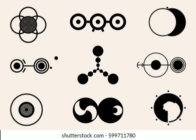 crop circles, crop circles  icons set, flat styled