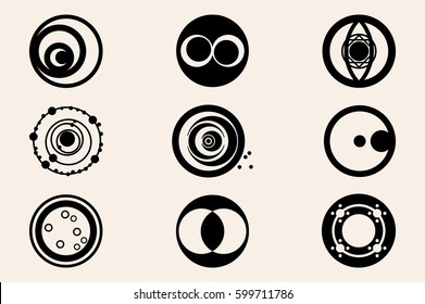 crop circles, crop circles  icons set, flat styled