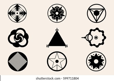 crop circles, crop circles  icons set, flat styled 