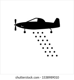 Crop Duster Icon, Aircraft Spray Pesticides Fertilizer On Crop Vector Art Illustration