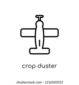 crop duster icon. Trendy modern flat linear vector crop duster icon on white background from thin line Transportation collection, outline vector illustration