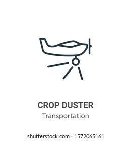 Crop duster outline vector icon. Thin line black crop duster icon, flat vector simple element illustration from editable transportation concept isolated on white background