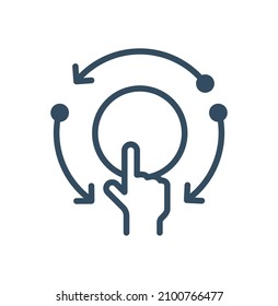 Crop Find Similar Touchscreen gesture sign. Click hand line icon. Push action symbol. Colorful outline concept. thin line click hand icon. Vector