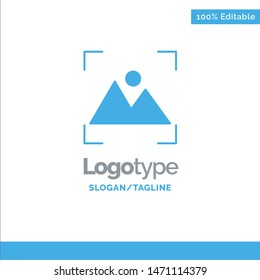 Crop, Focus, Photo, Photography Blue Solid Logo Template. Place for Tagline. Vector Icon Template background