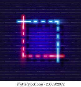 Crop frame sign neon icon. Photo and video concept. Vector illustration for design, website, decoration, online store