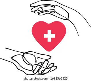 Crop hands holding heart with cross