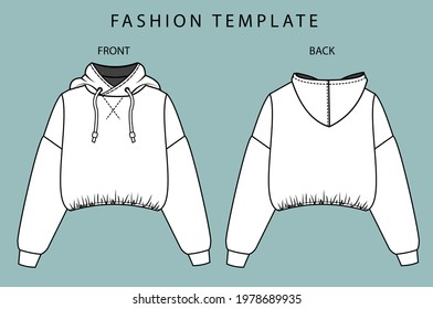 CROP HOODIE FASHION FLATS TEMPLATE