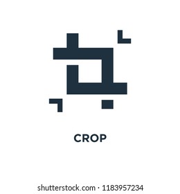 Crop icon. Black filled vector illustration. Crop symbol on white background. Can be used in web and mobile.