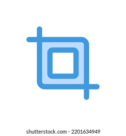 Crop-Icon im blauen Stil über Kamera, Verwendung für Website-Mobile-App-Präsentation