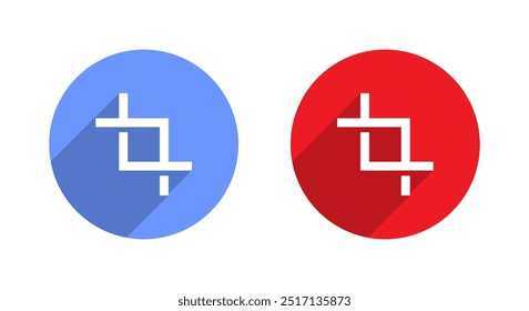 Crop icon with long shadow. Cropping concept