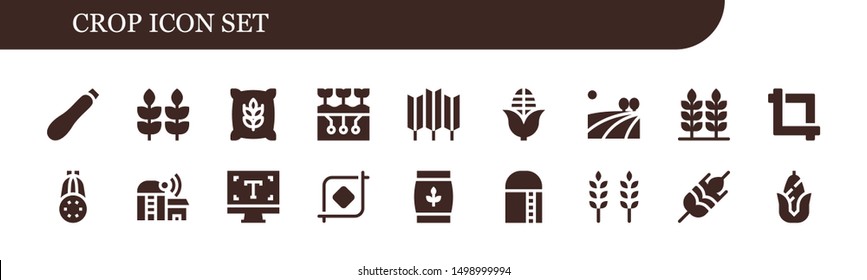 crop icon set. 18 filled crop icons.  Simple modern icons about  - Courgette, Wheat, Farming, Corn, Field, Crop, Farm, Typography, Harvest