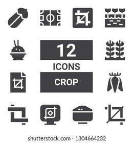 crop icon set. Collection of 12 filled crop icons included Crop, Rice, Tuber, Field, Farm, Courgette