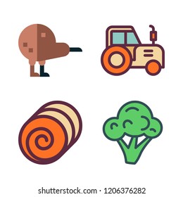 crop icon set. vector set about kiwi, broccoli, tractor and hay icons set.