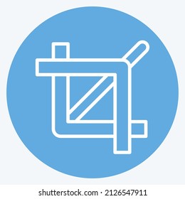 Crop Icon in trendy blue eyes style isolated on soft blue background