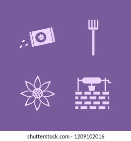 crop icon. crop vector icons set water well, sowing seeds, pitchfork and sunflower