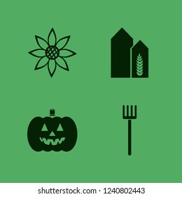 crop icon. crop vector icons set pitchfork, sunflower, wheat harvest growth and pumpkin