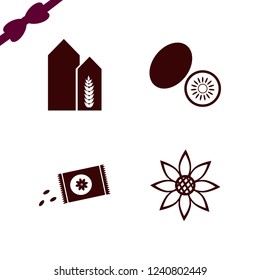 crop icon. crop vector icons set sowing seeds, sunflower, kiwi and wheat harvest growth