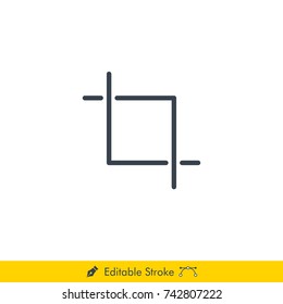 Crop Icon / Vector - In Line / Stroke Design with Editable Stroke