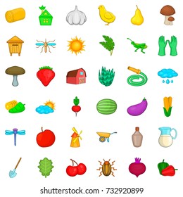 Crop icons set. Cartoon style of 36 crop vector icons for web isolated on white background